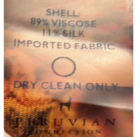 Peruvian Connection Silk Blend Above Knee Drop Waist Keyhole Dress Floral Red 14 - Picture 5 of 5